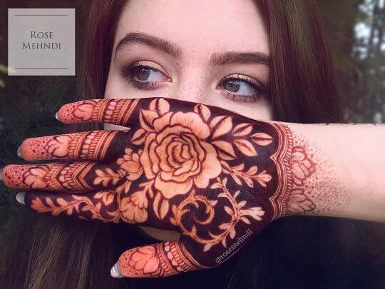 Royal Rose Mehndi Design Front & Back Hand